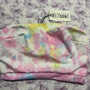 🍄NWT Re/Done Pastel Tie-Dye Bandeau Bikini Top